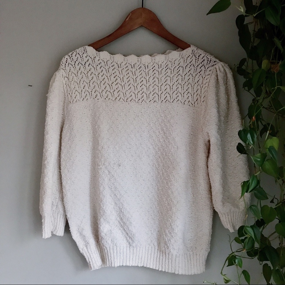 white vintage knitted top